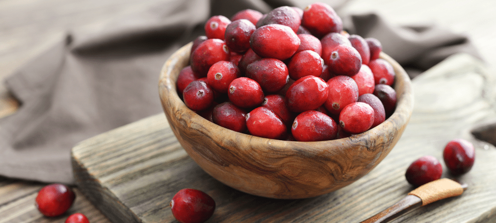 木碗里的蔓越莓