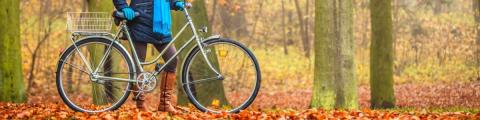骑自行车在秋天