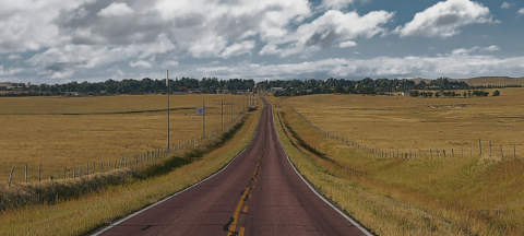 景区道路两侧内布拉斯加州与字段